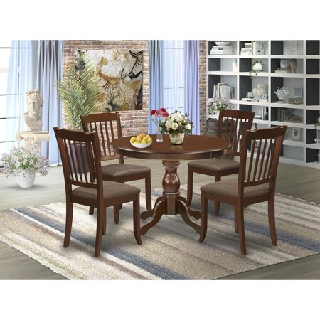 East West Furniture 5 Piece Hartland Dining Room Table Set - Mahogany HBDA5-MAH-C